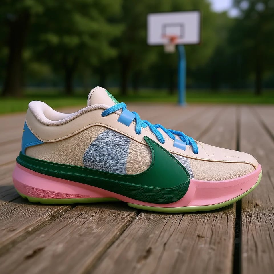 For Zoom Freak 5 Men's Basketball Shoes Beige Multi Colored Mesh Upper Rubber, product photo