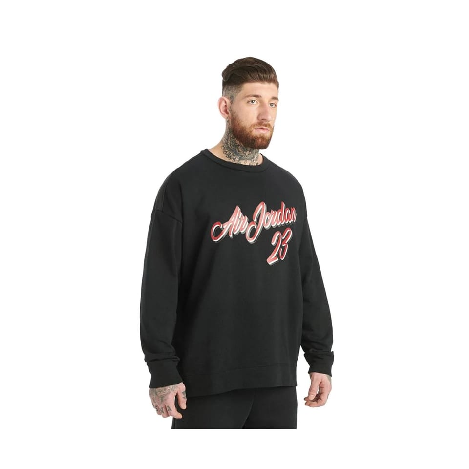 Jordan Mens Active Sweatshirt XL Black 3D Embroidery Zipper Crew Neck Oversized, product photo