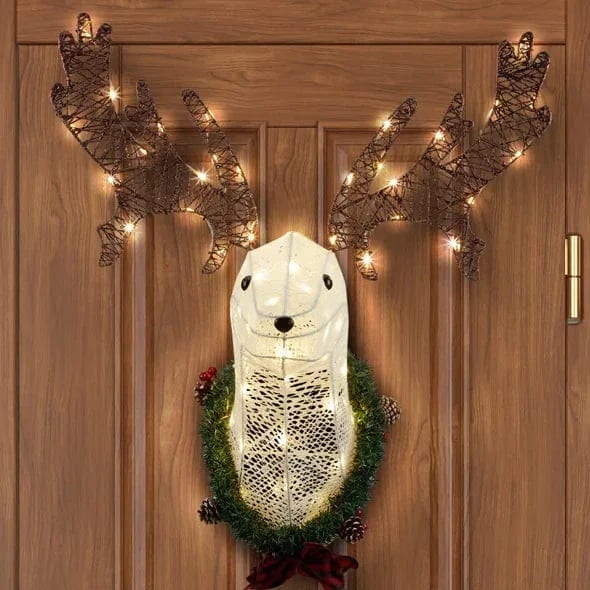 39 Pre-Lit 3D Rudolph Reindeer Head Christmas Wall Decor Lighted Indoor Outdoor, product photo