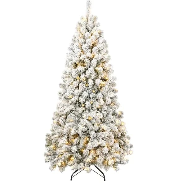 6ft Pre-lit Flocked Artificial Christmas Tree Environmentally Friendly, product photo