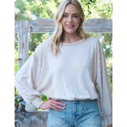 Hailey Co Mixed Top FCJ Rib Two Tone Knit Hooded Collar Embroidery Decoration, product photo