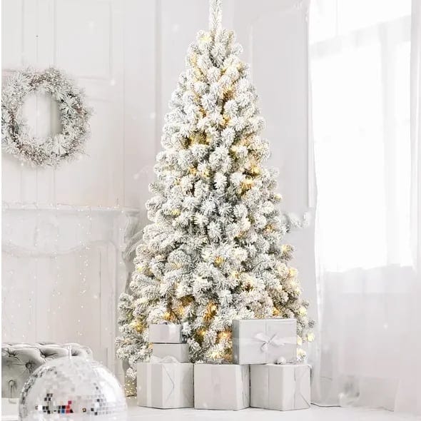 5ft Pre-Lit Flocked Artificial Christmas Tree Environmentally Friendly, product photo