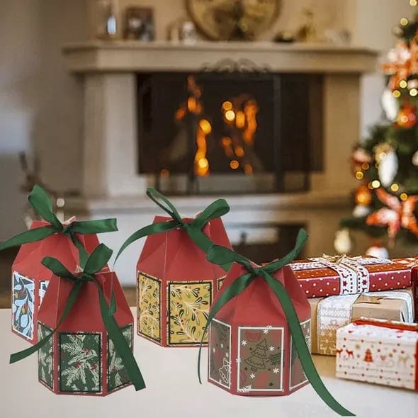 20 Pcs Colorful Ribbon Christmas Candy Boxes Snowflake Christmas Tree Cases for, product photo