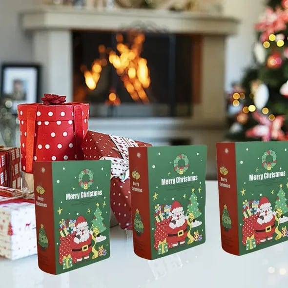 10pcs Christmas Candy Boxes Merry Christmas Santa Claus Xmas Tree Storybook, product photo