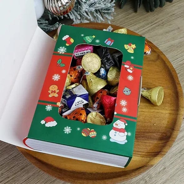 10pcs Christmas Candy Boxes Merry Christmas Santa Claus Xmas Tree Storybook, product photo