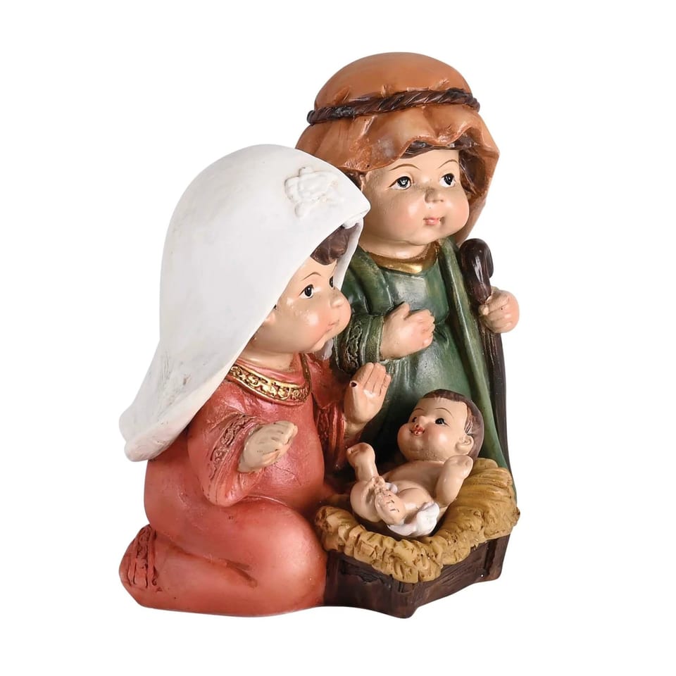 TD Nativity Holy Family Christmas Figurine & Toy in Red & Green 3.5H, product photo