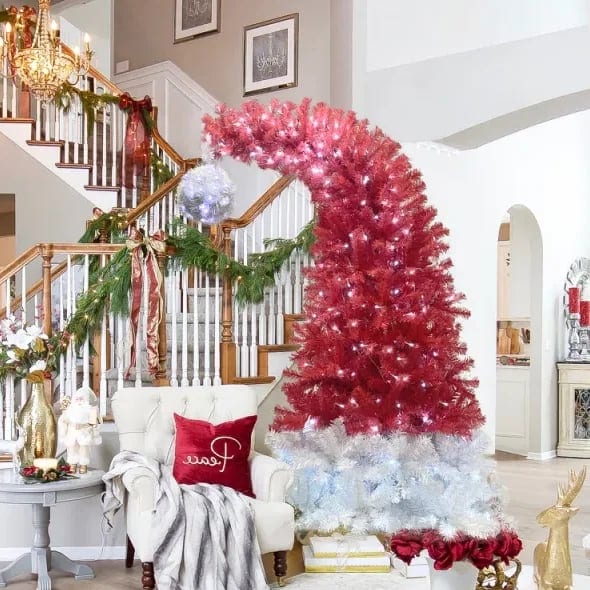 FCJ 6FT Hinged Fir Artificial Christmas Tree Bendable Santa Hat Style 1250, product photo
