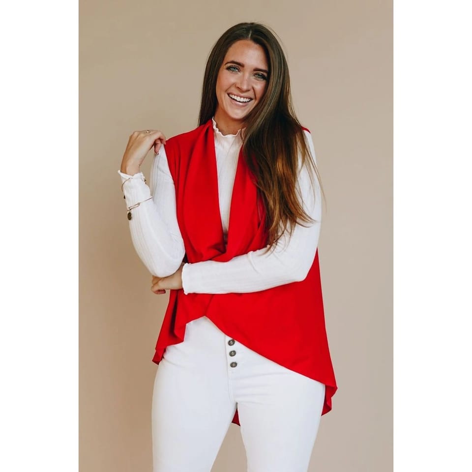 TD Russell Women's Sleeveless Open Draped Cardigan, product photo