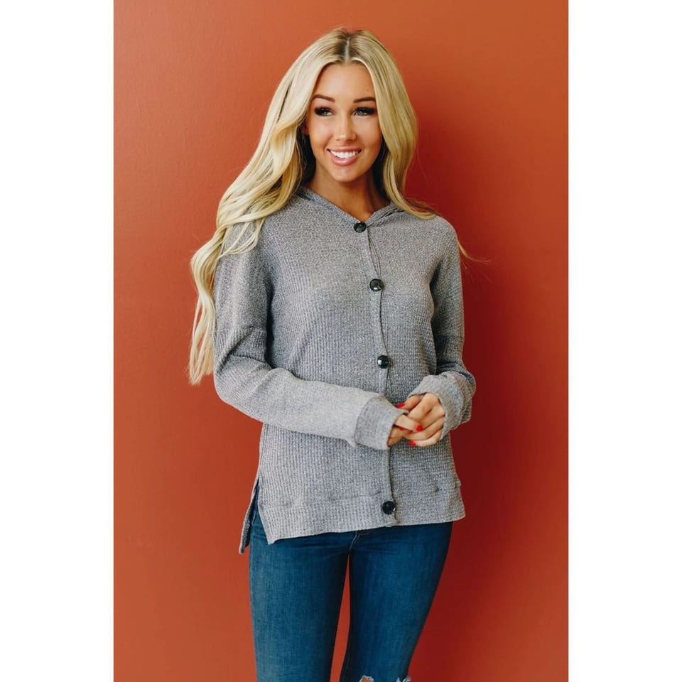 TD Lina Women's Thermal Knit Hoodie Comfortable Cardigan, product photo