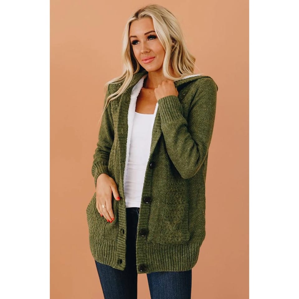TD Anderson Women's Hooded Sherpa Cardigan, product photo