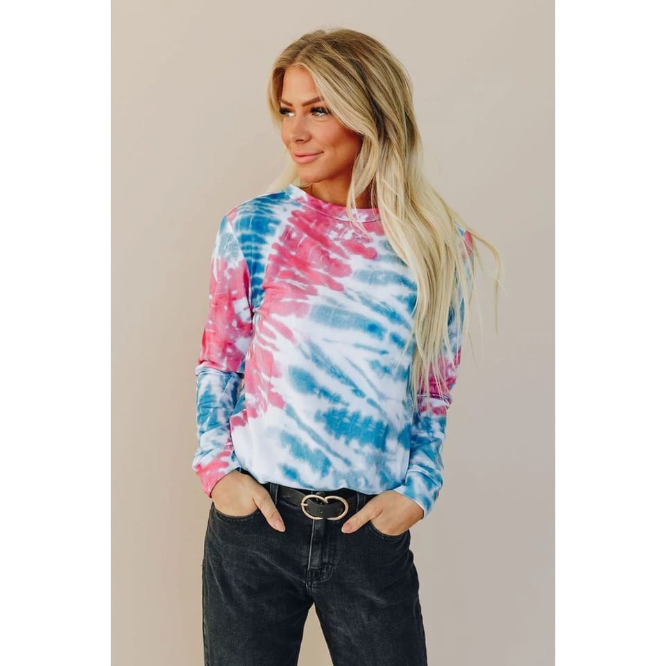 TD Women's Knit Tie Dye Top Colors of the Wind Collection, product photo