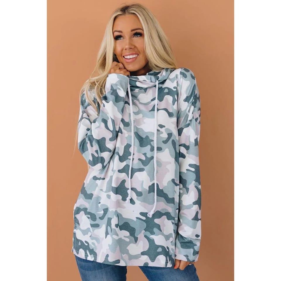 Women's TD Joe Camo Drawstring Hoodie Sweatshirt, product photo