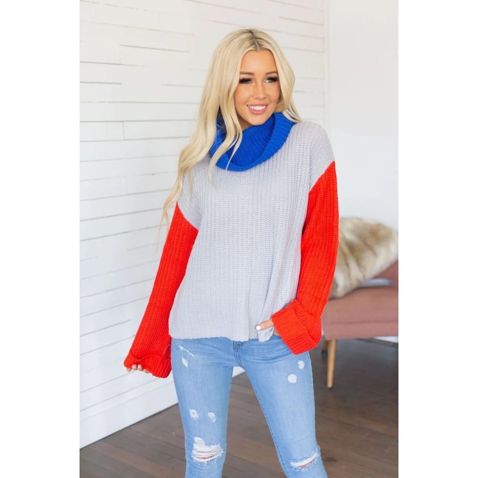 TD Vintage Floral Print Women's Long Knit Sweater Breathable Color Block with, product photo
