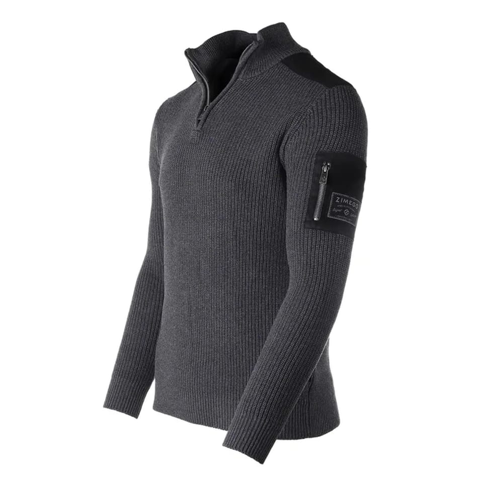 TD ZIMEGO Men's Long Sleeve Pullover Quarter Zip Mock Neck for Polo Sweater, product photo