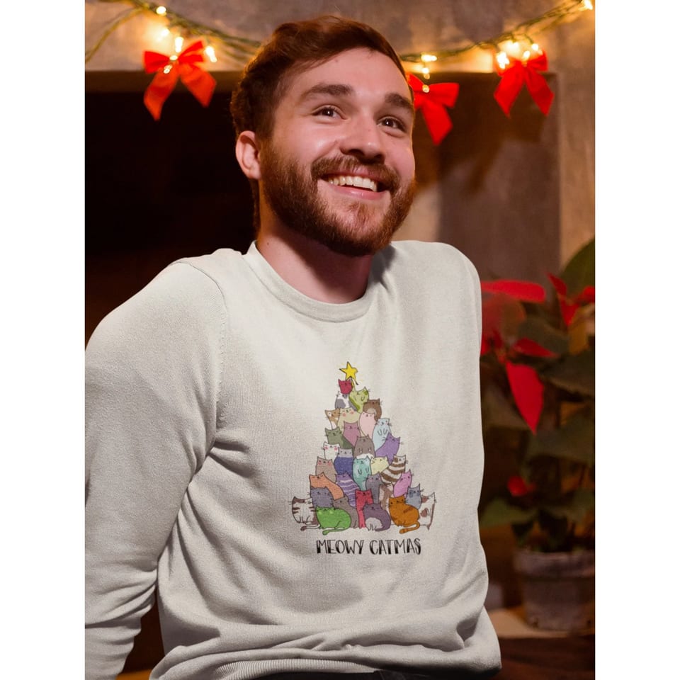 TD Meowy Catmas Sweatshirt XS Size Zipped-Up 3D Embroidered Solid Pattern with, product photo