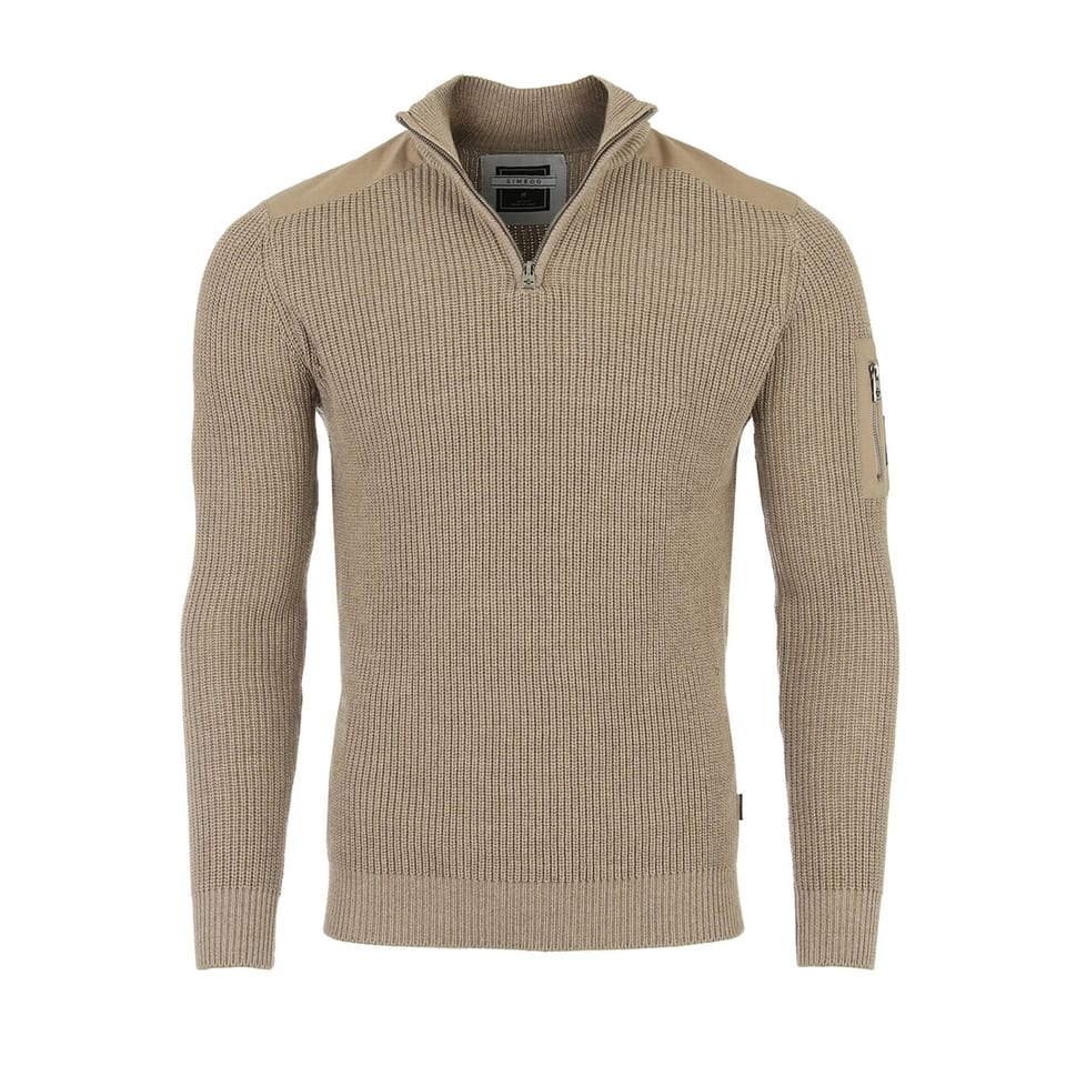 TD ZIMEGO Men's Long Sleeve Pullover Quarter Zip Mock Neck for Polo Sweater, product photo