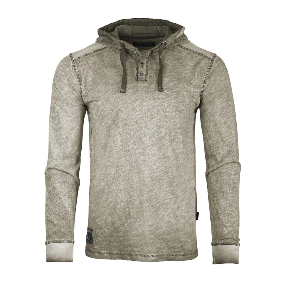 TD ZIMEGO Men's Vintage Oil Wash Garment Dye Hooded Henley Long Sleeve, product photo