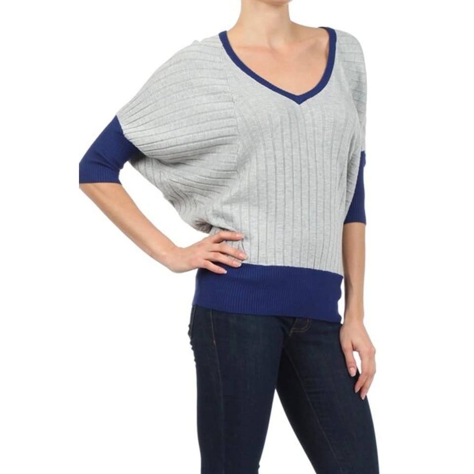 TD Women's Basic Dolman Tunic Top with Two-Tone Knit Design, product photo