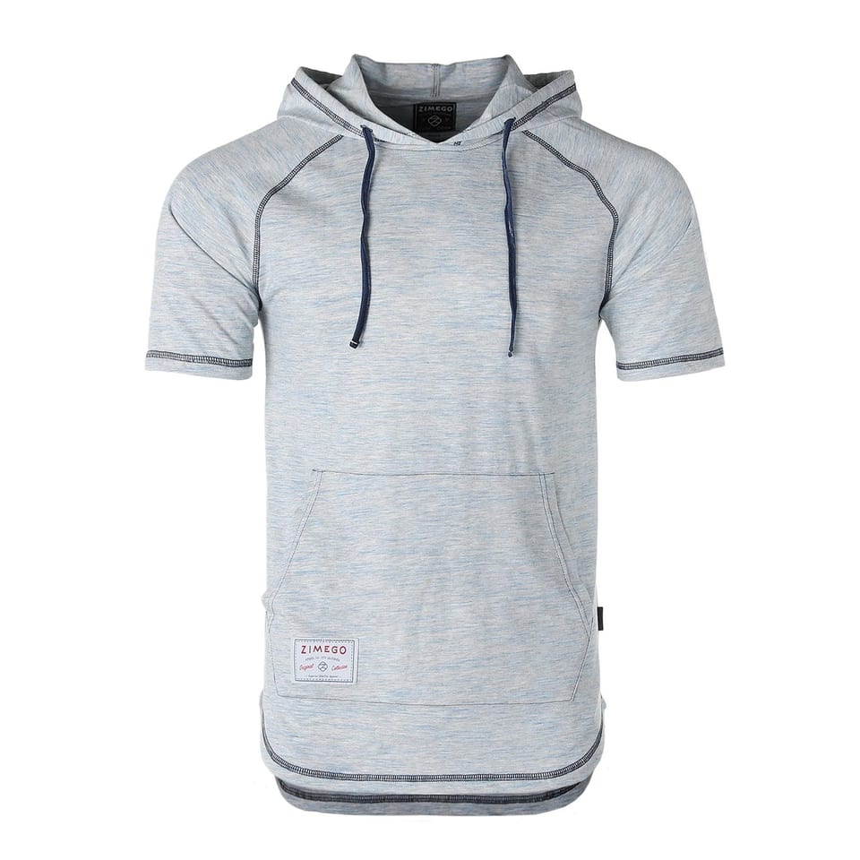 TD ZIMEGO Men's Short Sleeve Color Block Raglan Hoodie with Curved Hem Men's, product photo