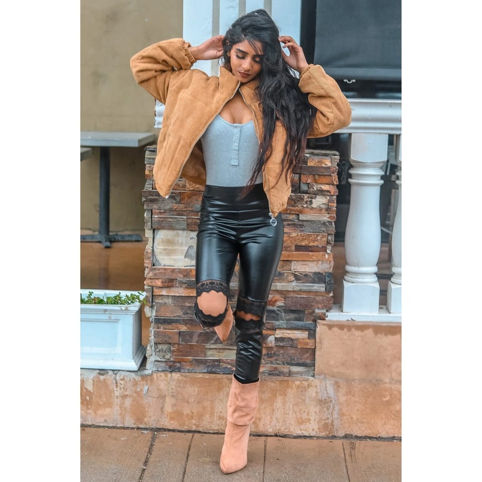 TD Ladies' Quilted Leather Corduroy Bomber Jacket Custom Logo Satin Fabric, product photo