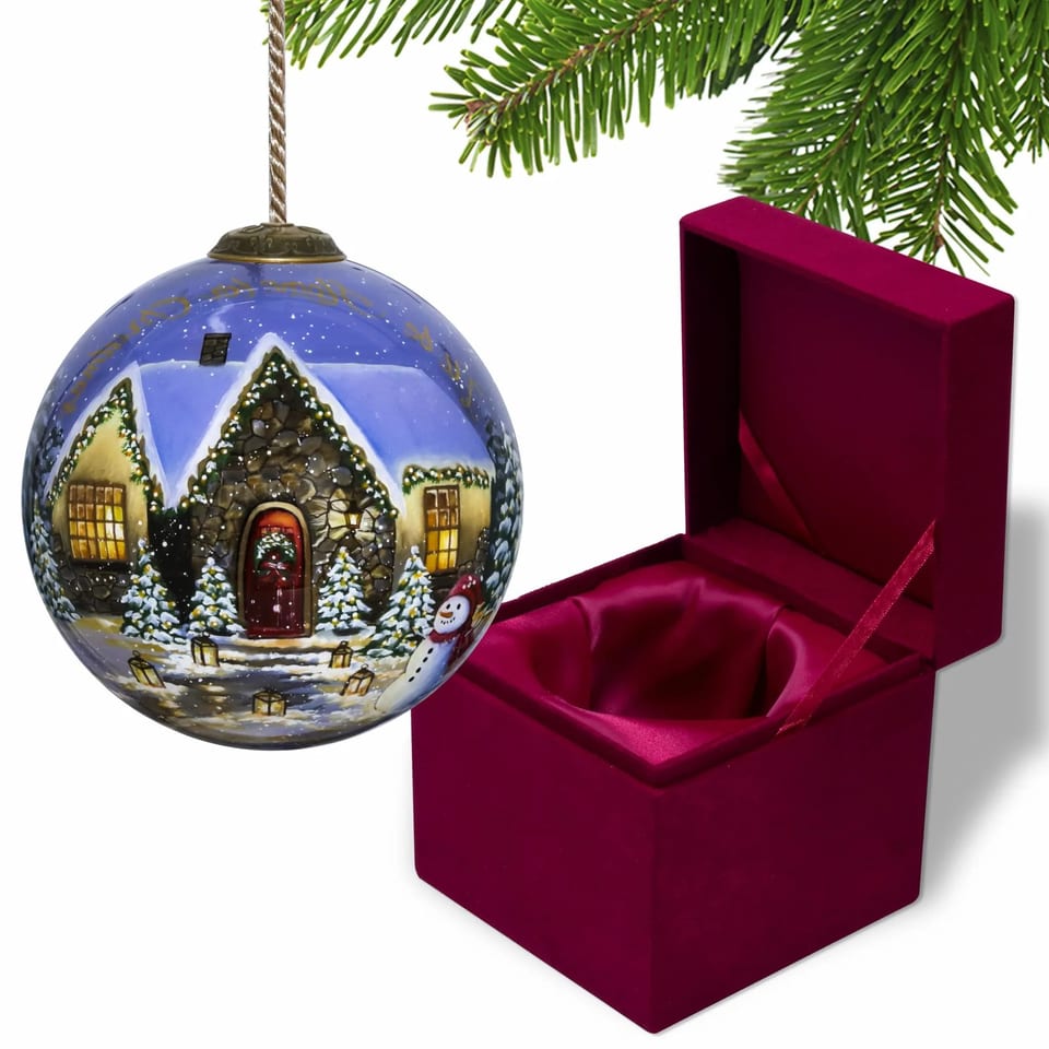HMS Luxury Hand Painted Mouth Blown Glass Ornament 30cm Home for Christmas, product photo