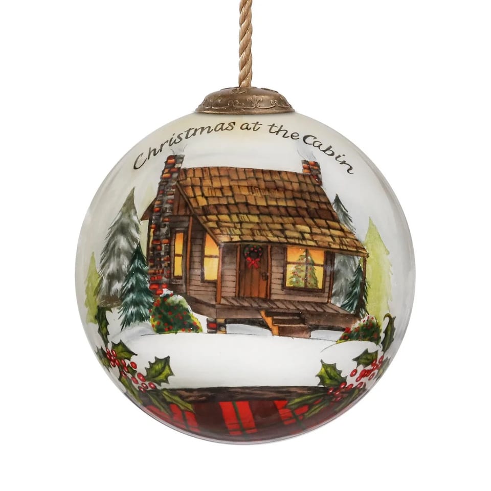 HMS Vintage Luxury Christmas Ornament Hand Painted Mouth Blown Glass, product photo