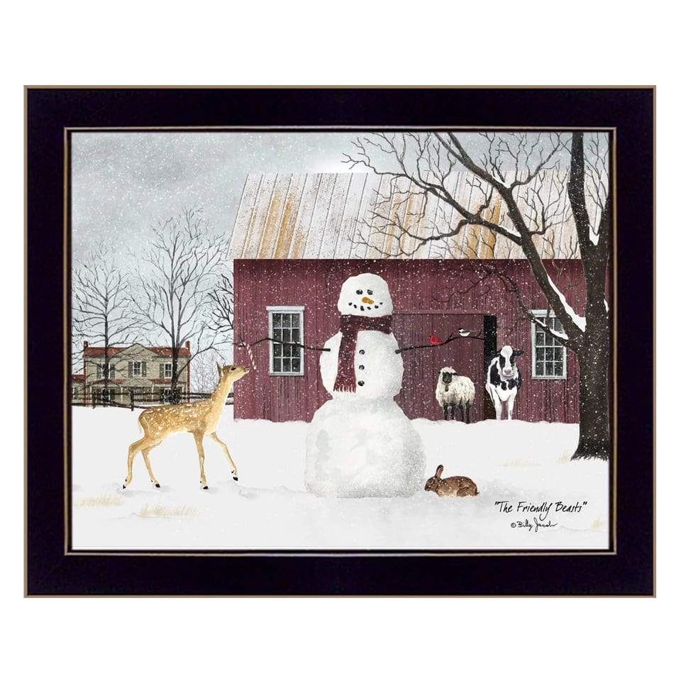 HMS the Friendly Beasts 1 Black Framed Print Wall Art Christmas Decorations, product photo