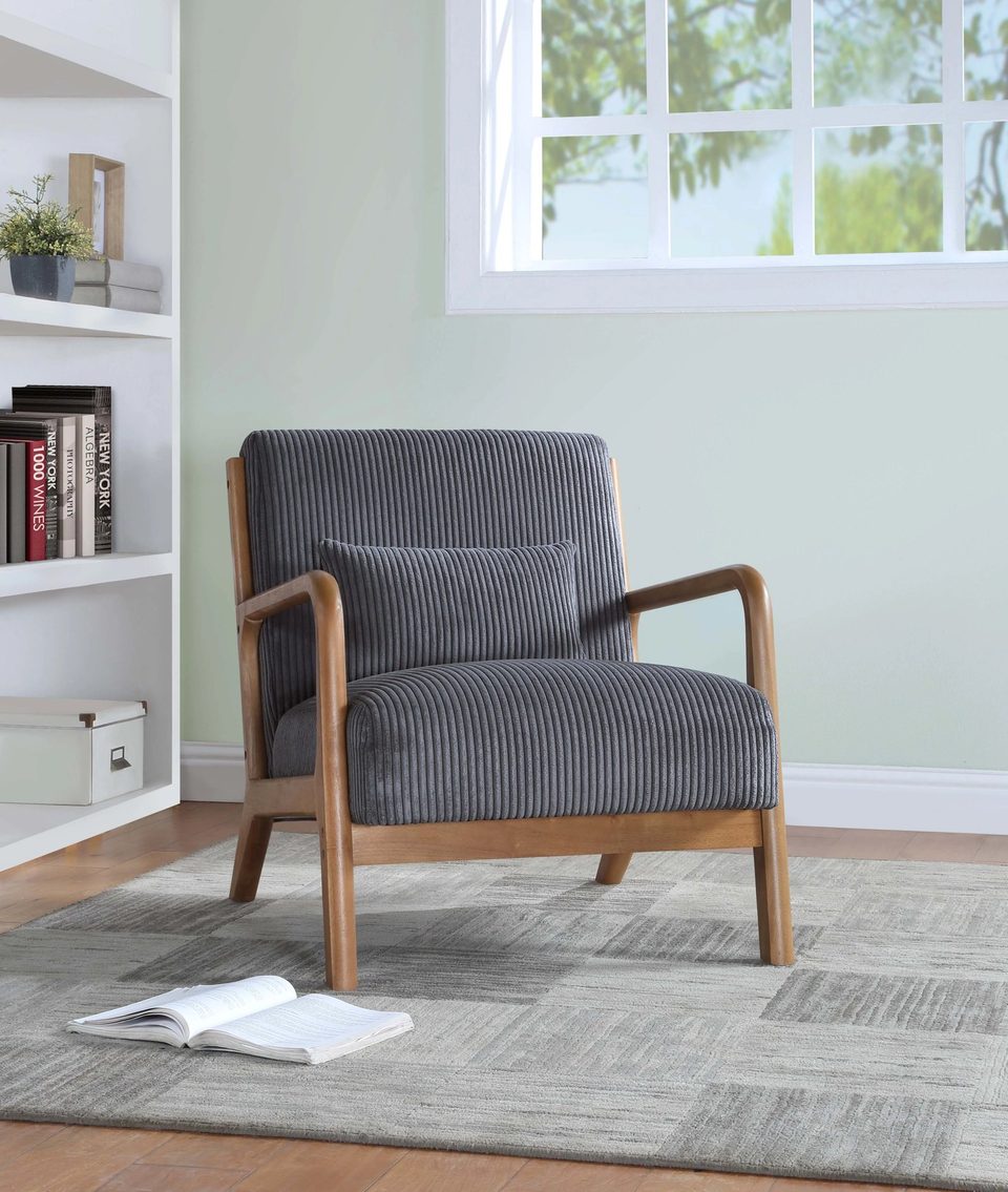 Wooden Lounge Chair Solid Wood Frame in a Warm Natural Finish for Living Room, product photo