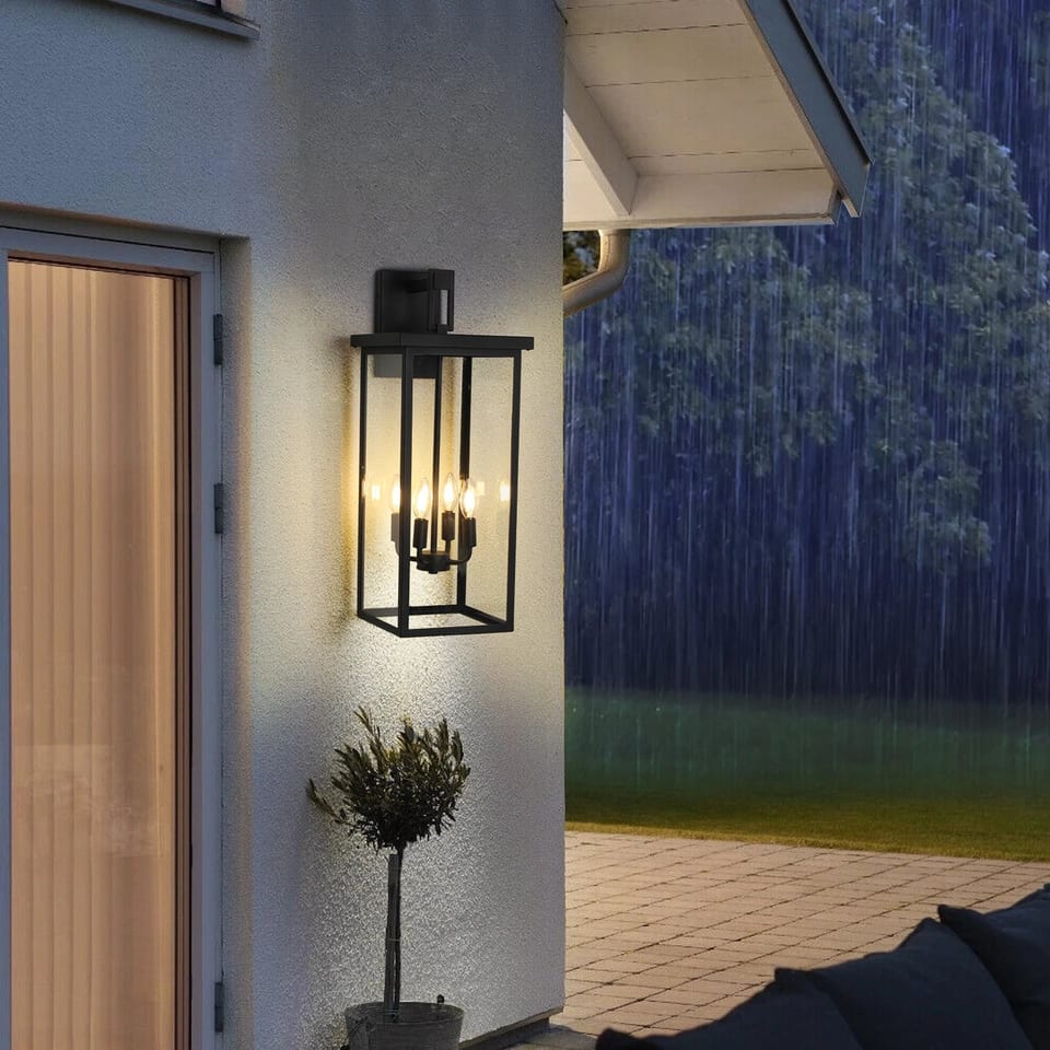 26 Inch Black Outdoor Waterproof Sconce Lights Lanterns for Front Porch Garage, product photo