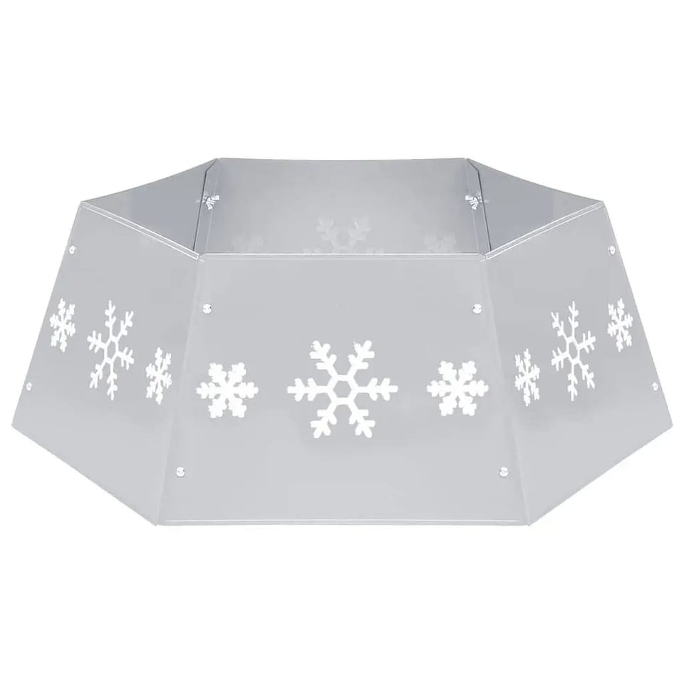W2B VidaXL Medium Silver and White Metal Christmas Tree Skirt Home Decor for, product photo
