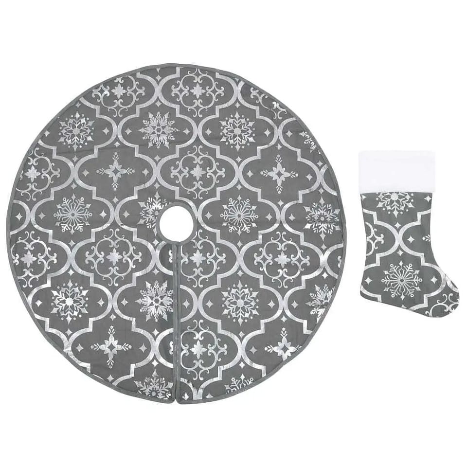 W2B VidaXL Large Christmas Tree Skirt with 100% Polyester Grey Decorative, product photo