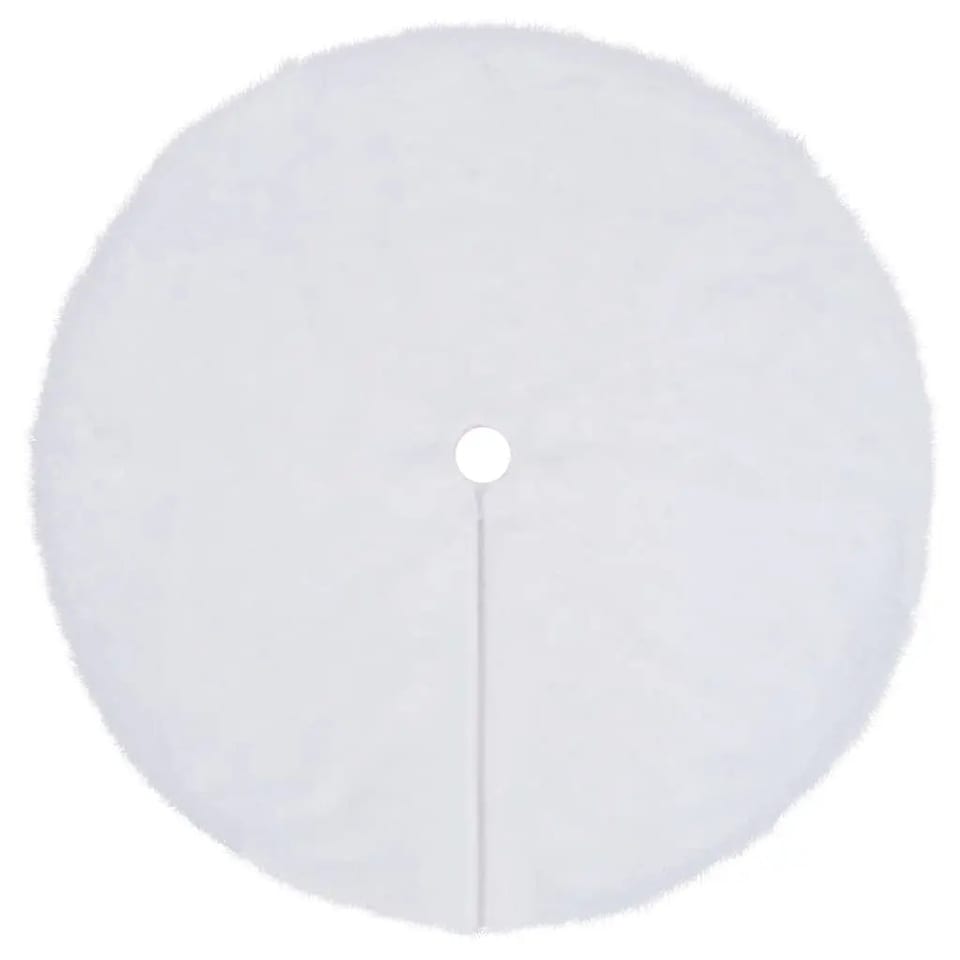 W2B VidaXL Medium Round White Faux Fur Christmas Tree Skirt for Festive, product photo