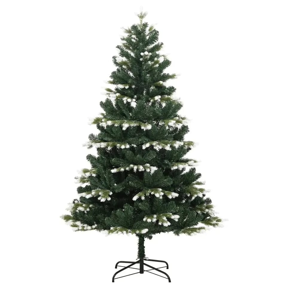 W2B VidaXL 59\" High Quality Artificial Hinged Christmas Tree Green White PVC, product photo