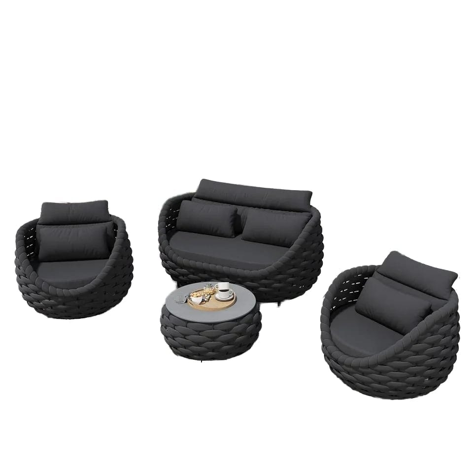 4-Piece All Weather Dark Gray Outdoor Patio Furniture Set Material for Garden, product photo