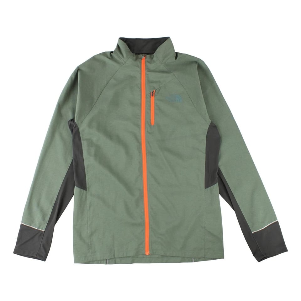 North Face Mens Soft Shell Jacket Wreath Green/Asphalt Grey Windproof, product photo