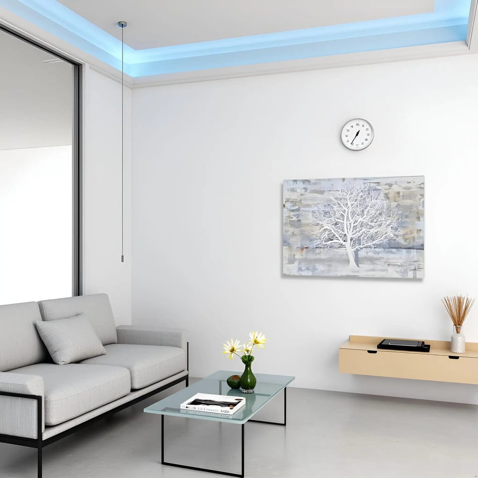 Hand Painted Modern Family Tree Canvas Print with Embellishments Wall Art for, product photo