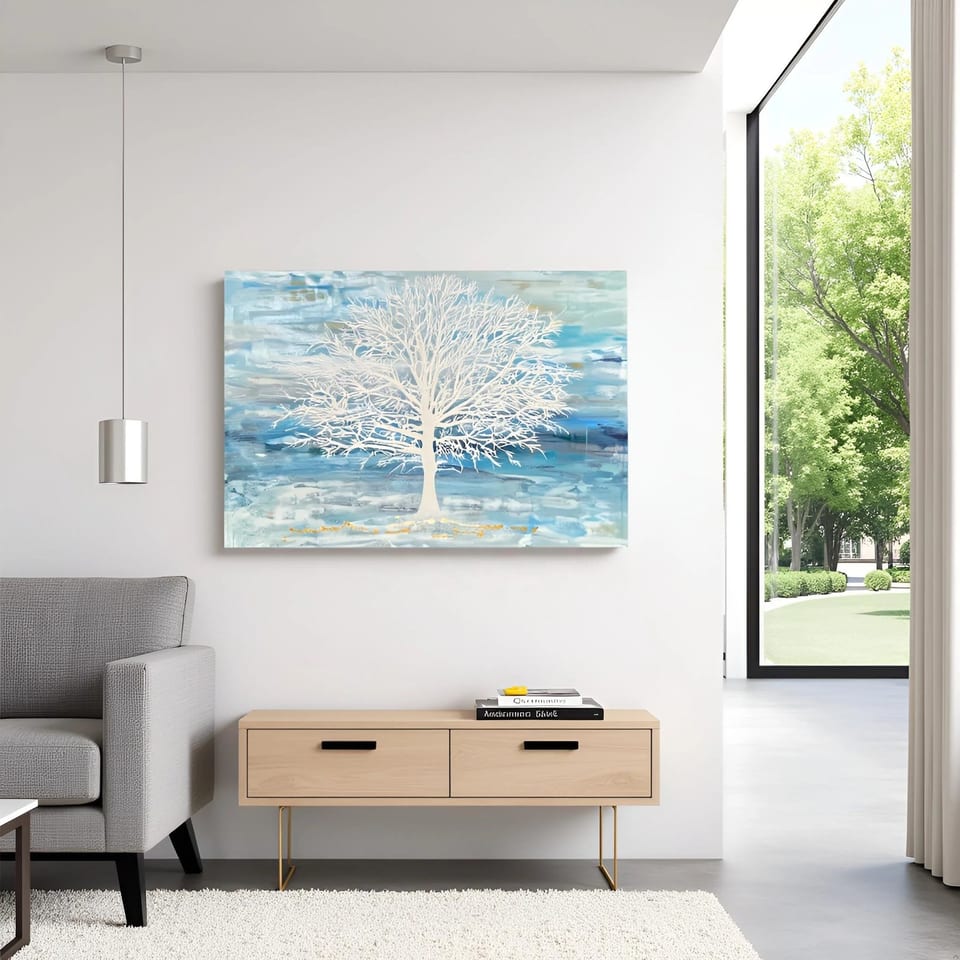Lightweight Hand-painted Modern Landscape Oil Painting on Canvas Texture Tree, product photo