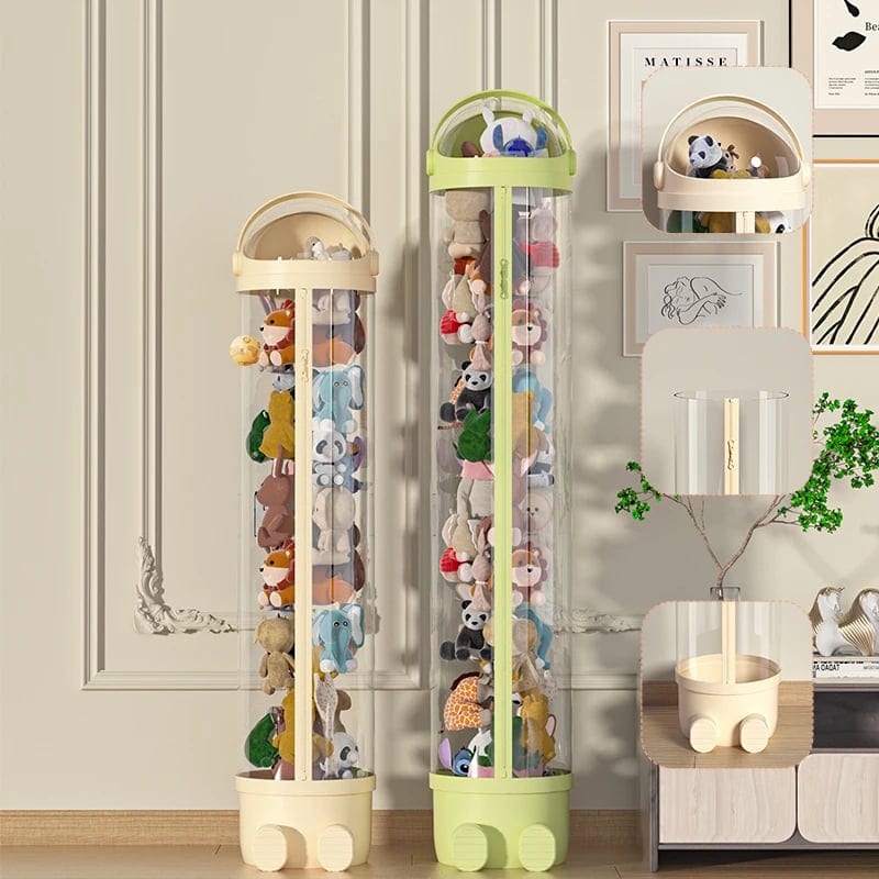Large Capacity Cute PP Plastic Doll Storage Bucket with Transparent Zipper and, product photo
