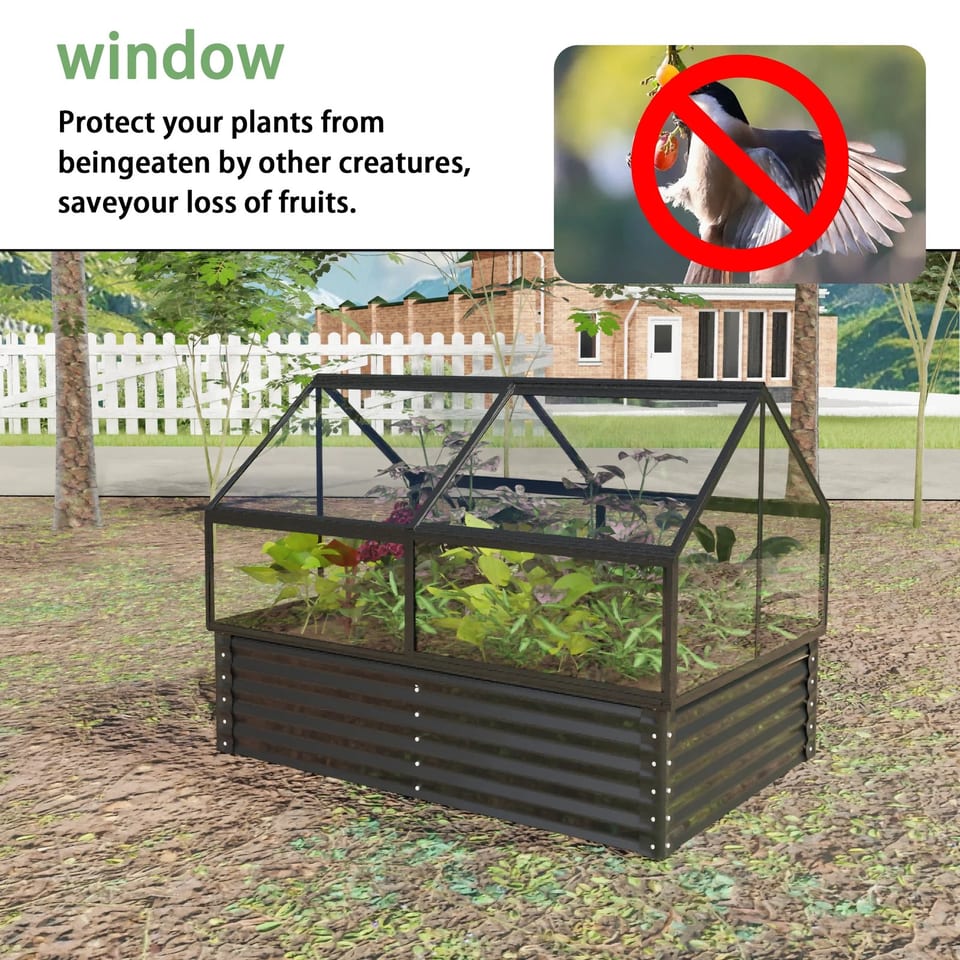 Large Greenhouse and Raised Flower Bed for Outdoors Plant Vegetable Box 68.7" X, product photo