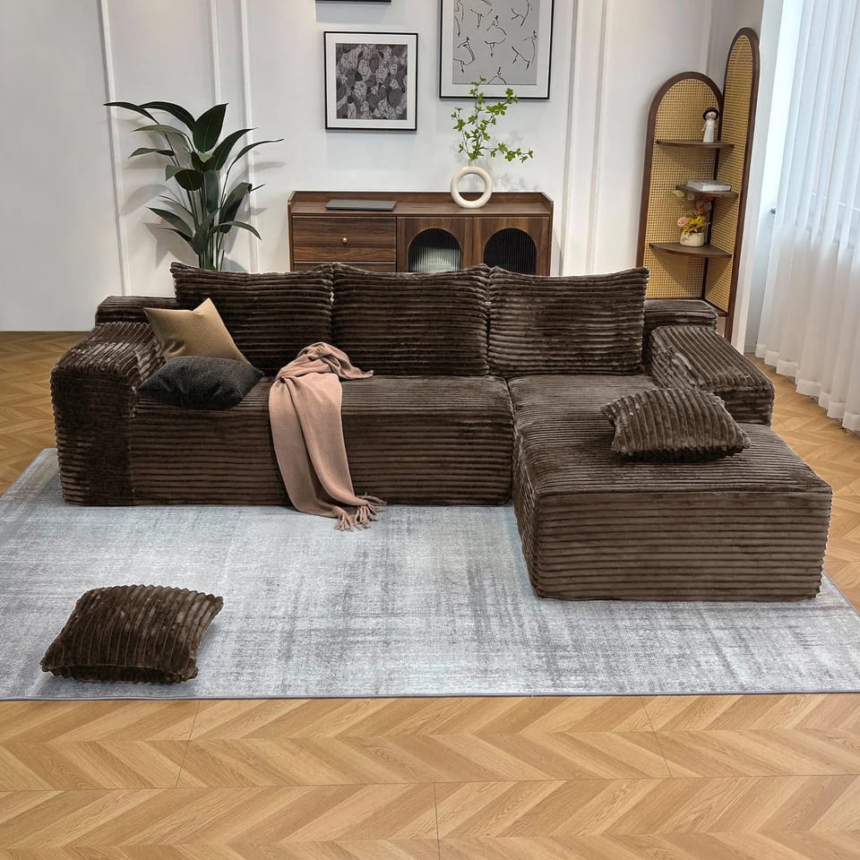 Modern Living Room Furniture Luxury Modular L Shape Convertible Cloud Couch Bed, product photo