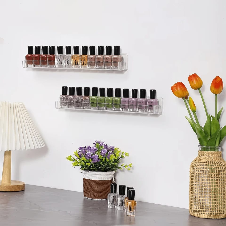 Transparent Acrylic Nail Polish Storage Rack Wall-Mounted Shelf Nail Polish, product photo