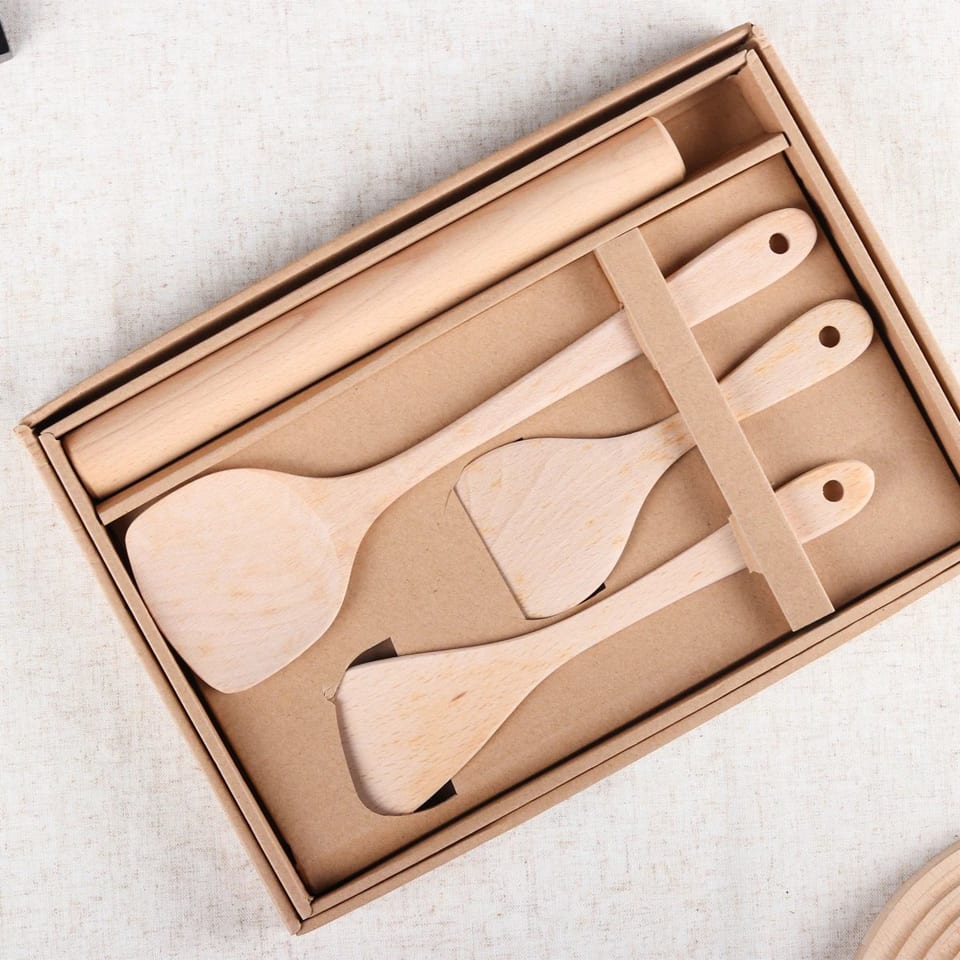 Wooden Beech Spatula for Cooking, Teak Spatulas for Kitchen Use Utensils Set of, product photo
