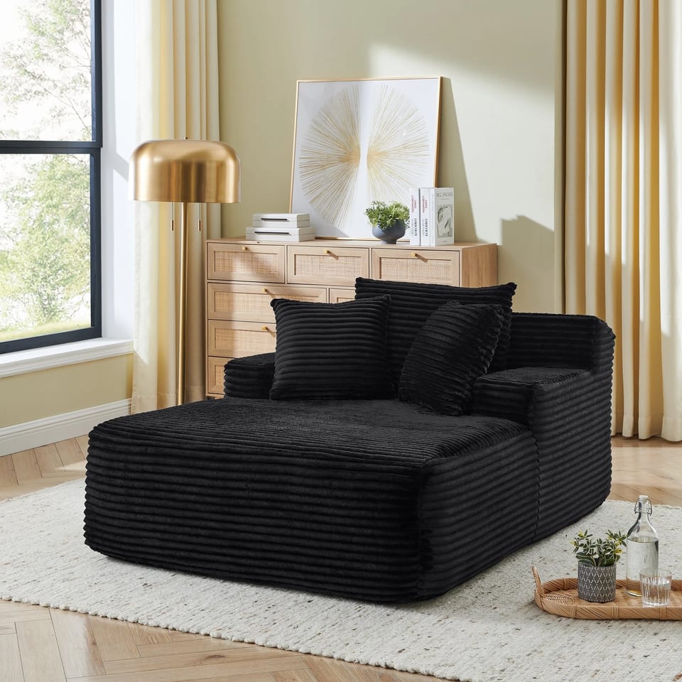 Single Lazy Sofa Lounge Chair Velvet Fabric Fluffy Modern No Assembly Required, product photo