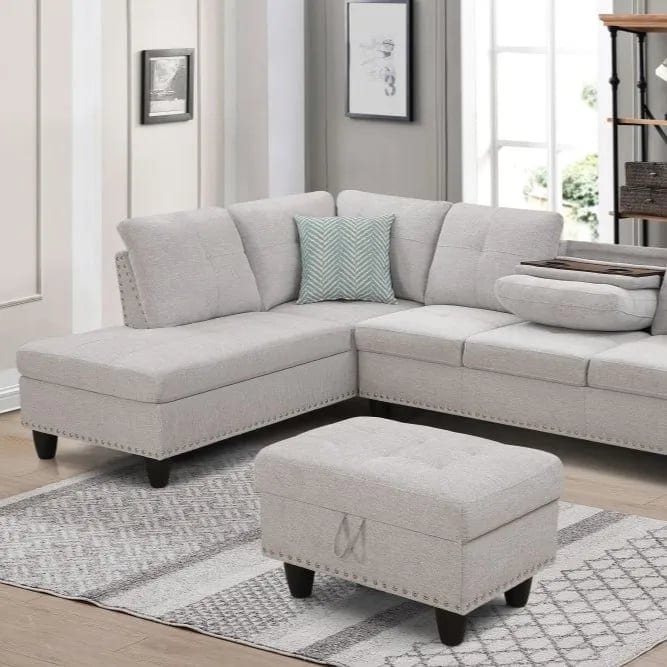 Alger 98" Wide Left Hand Facing Sofa & Chaise with Ottoman, product photo