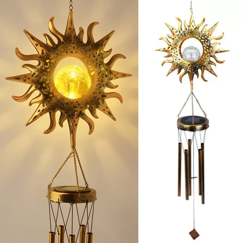 Sun-shaped Wind Chimes, Solar Lights Outdoor, Garden Decor, Mothers Day Gifts, product photo