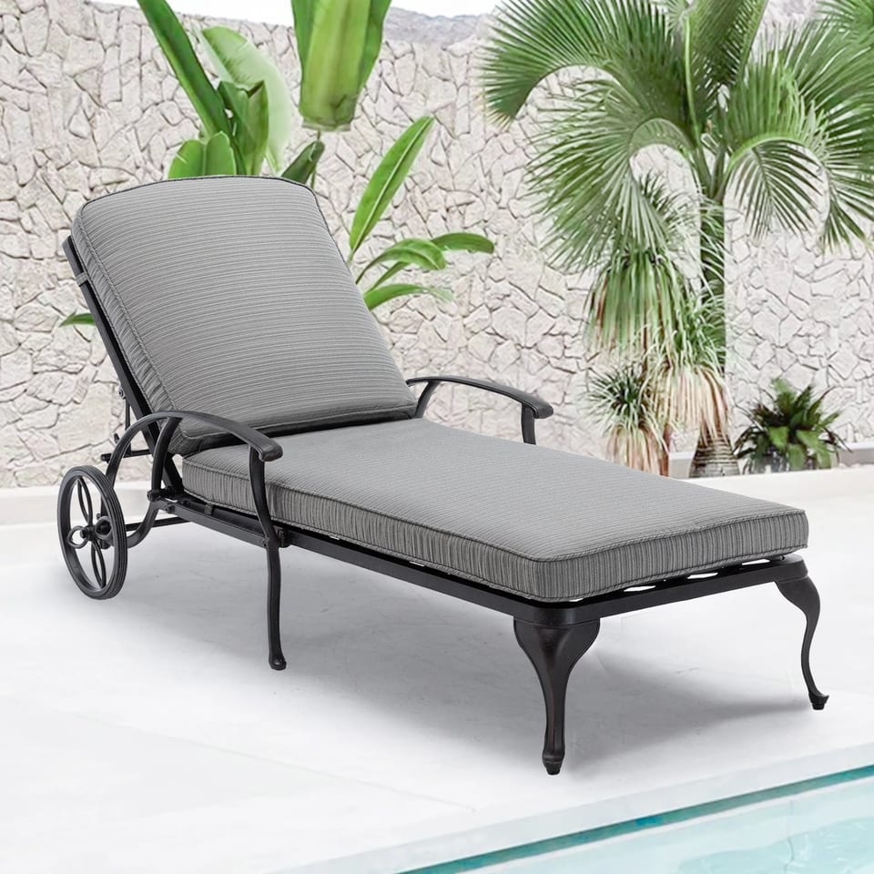 Modern Design Cast Aluminium Chair Outdoor Sun Lounger Waterproof Patio, product photo