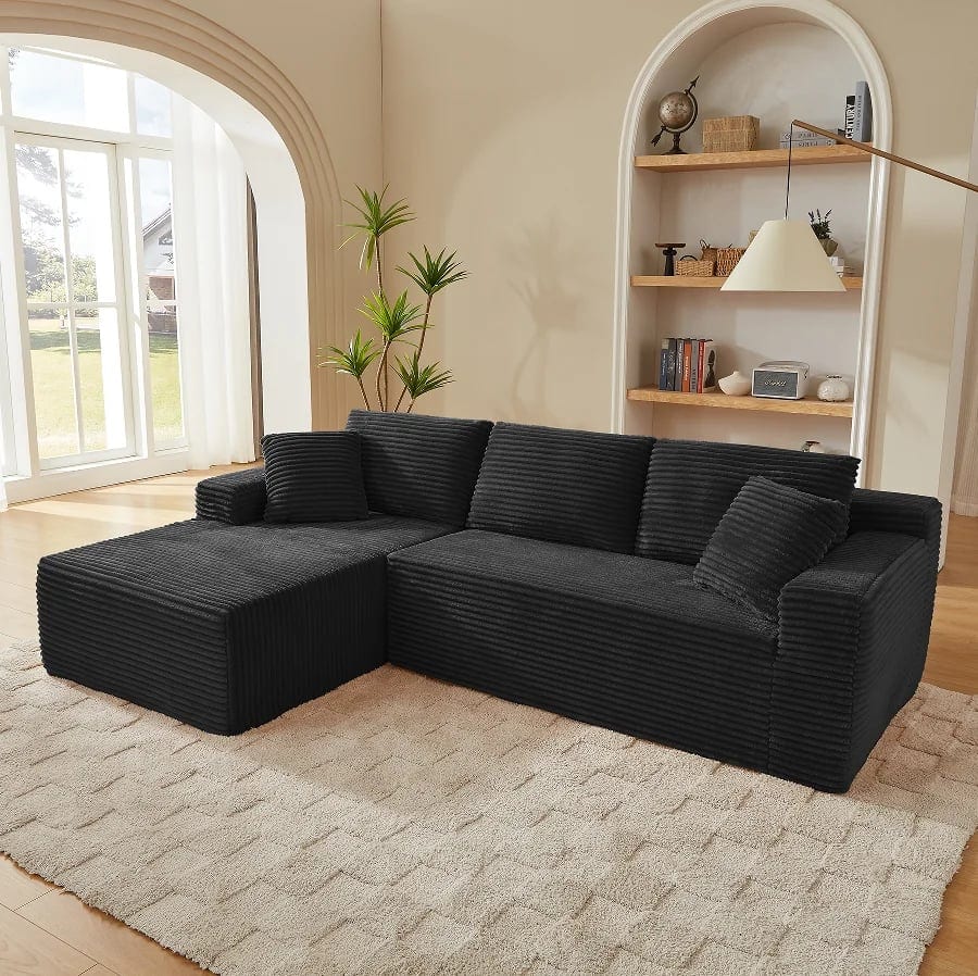 OE HOME Modern L-Shape Cloud Sectional Compressed Sofa Deep Seat Modular, product photo