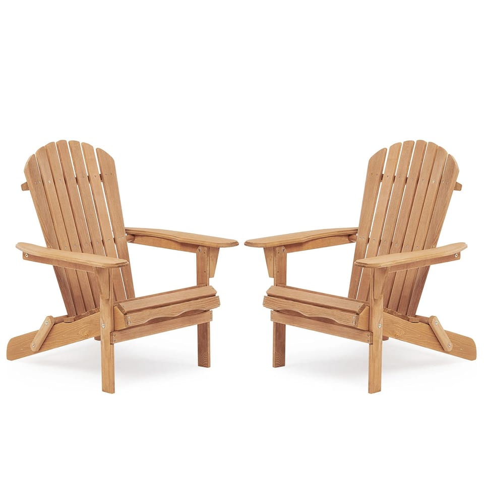 Modern Eco-Friendly Durable Oak Solid Wood Outdoor Folding Adirondack Chair Set, product photo
