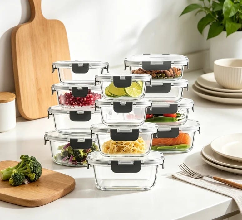 24 Piece Glass Bento Lunch Box Set, BPA Free Airtight Food Storage Jars with, product photo