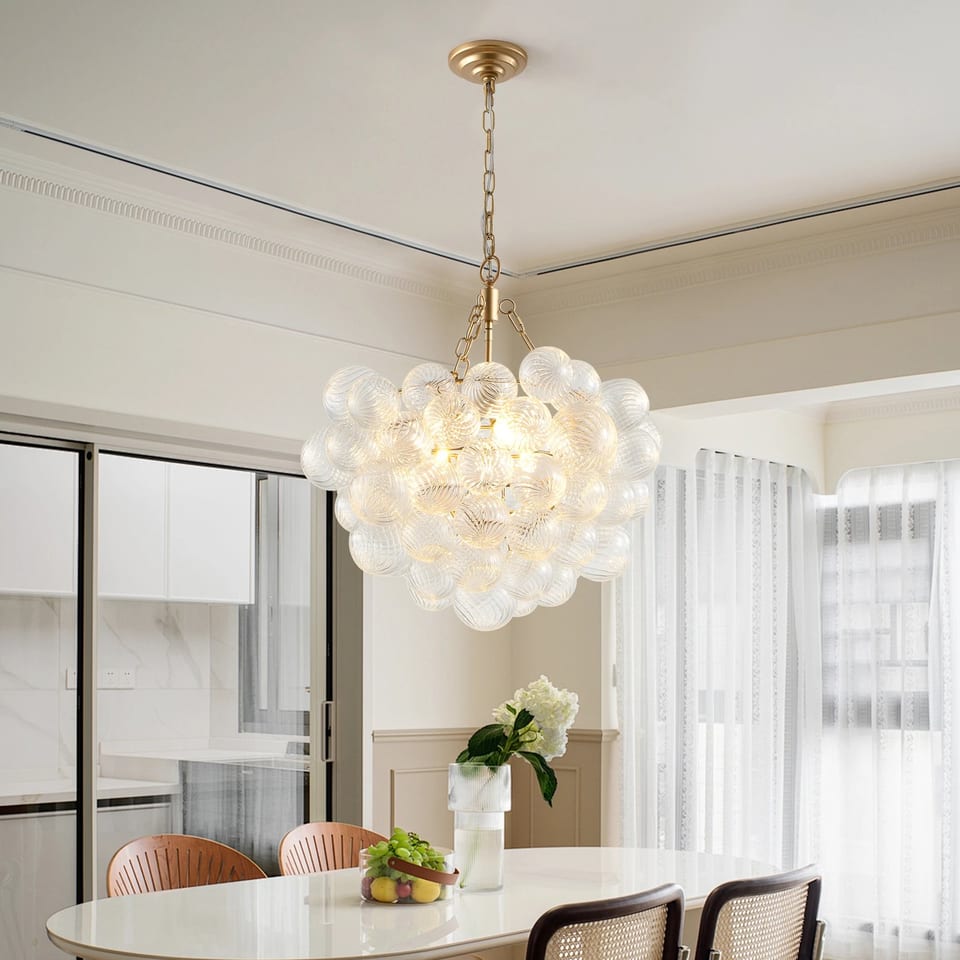 Luxury Gold Iron Bubble Globe Glass 3-G9 40W 110-120V Chandelier Pendant Light, product photo